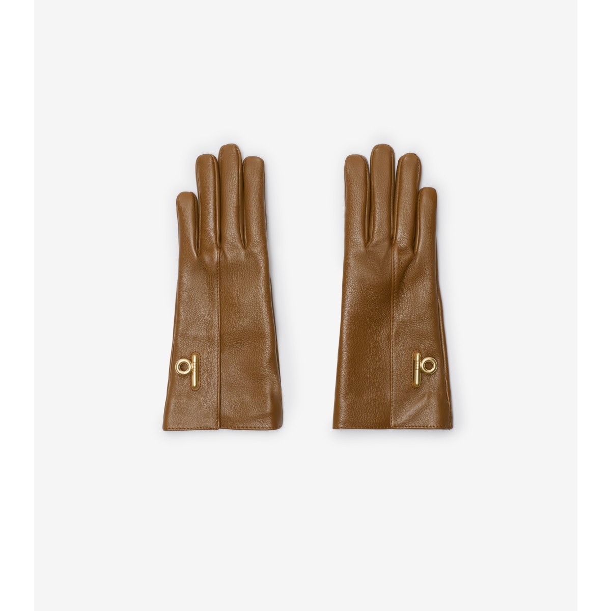 Shop Burberry Leather Gloves In Hazel