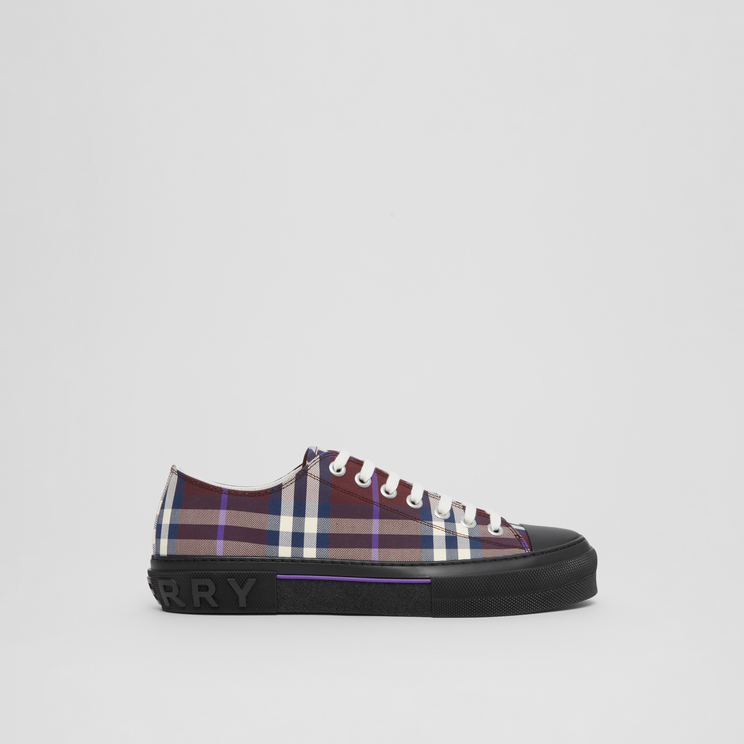 Check Cotton Sneakers in Deep Maroon - Men | Burberry® Official - 1