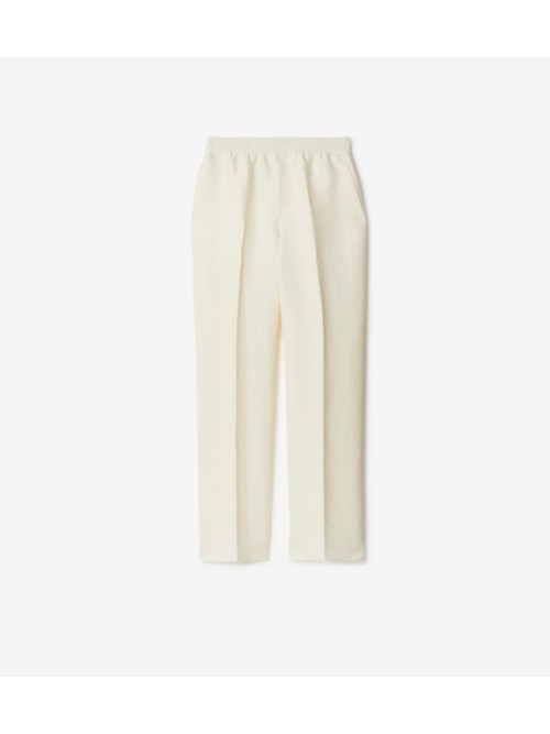 Shop Burberry Canvas Trousers In Cream