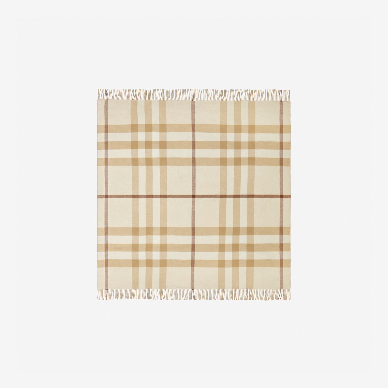 大号格纹羊绒毛毯 (柔黄褐色) | Burberry® 博柏利官网