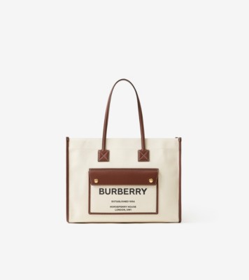 スモール フレヤトート (ナチュラル／タン) - ウィメンズ, キャンバス | Burberry®公式サイト