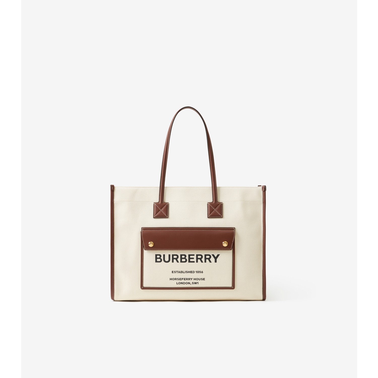 Small Freya Tote in Natural tan Women Canvas Burberry Official