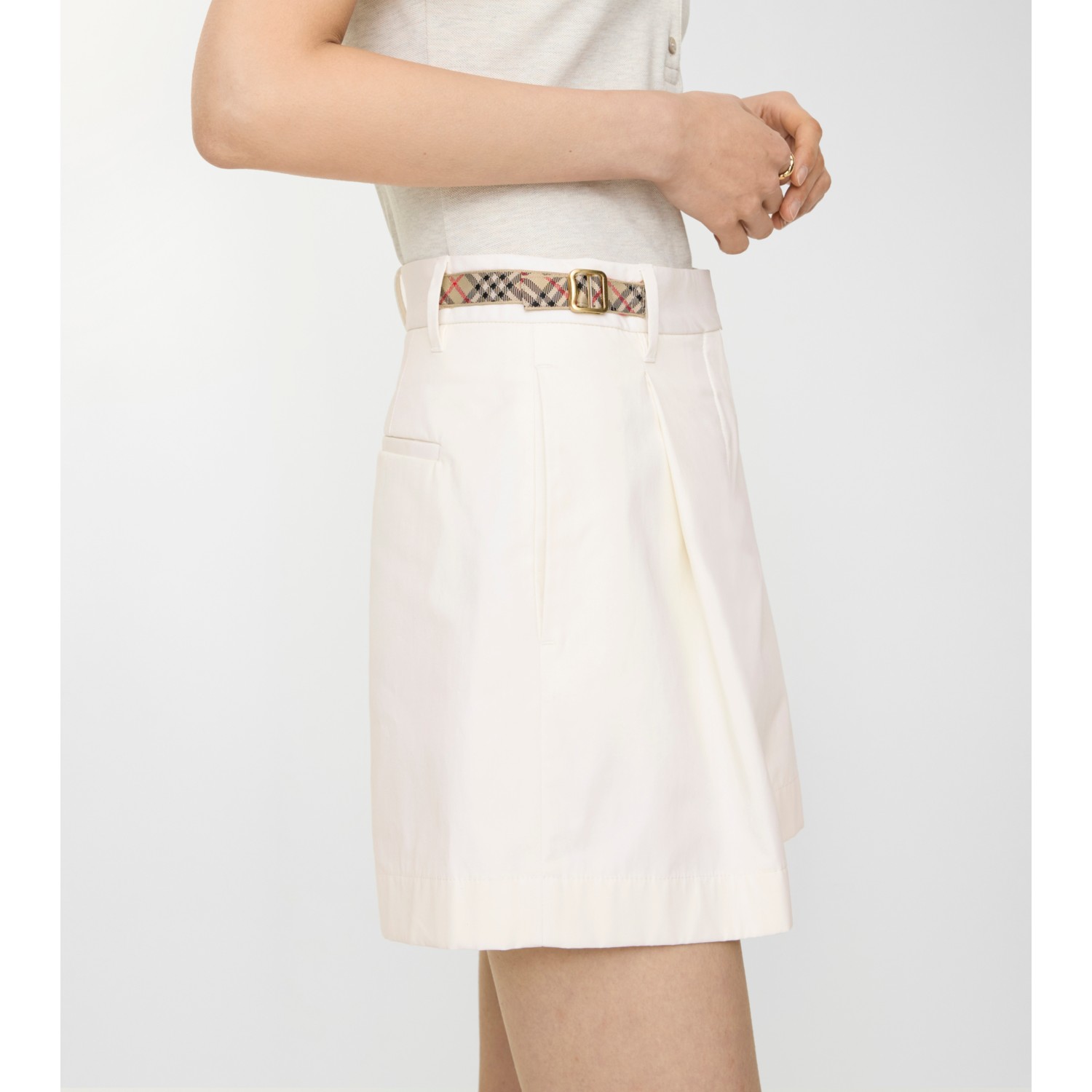 Check Trim Cotton Poplin Shorts - thumbnail 3