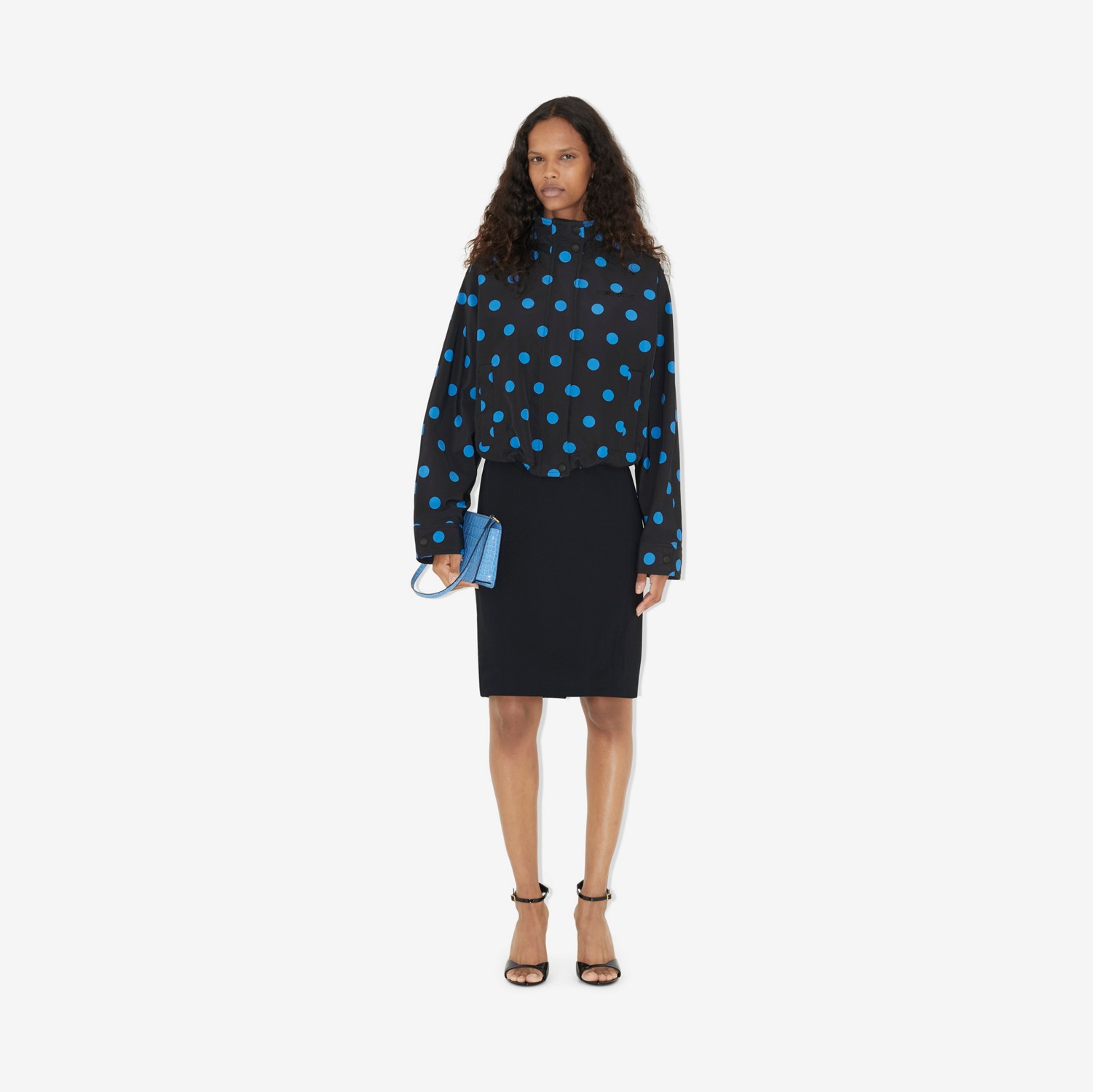 Veste à col entonnoir en jacquard de nylon à pois (Bleu Vif) - Femme | Site officiel Burberry®