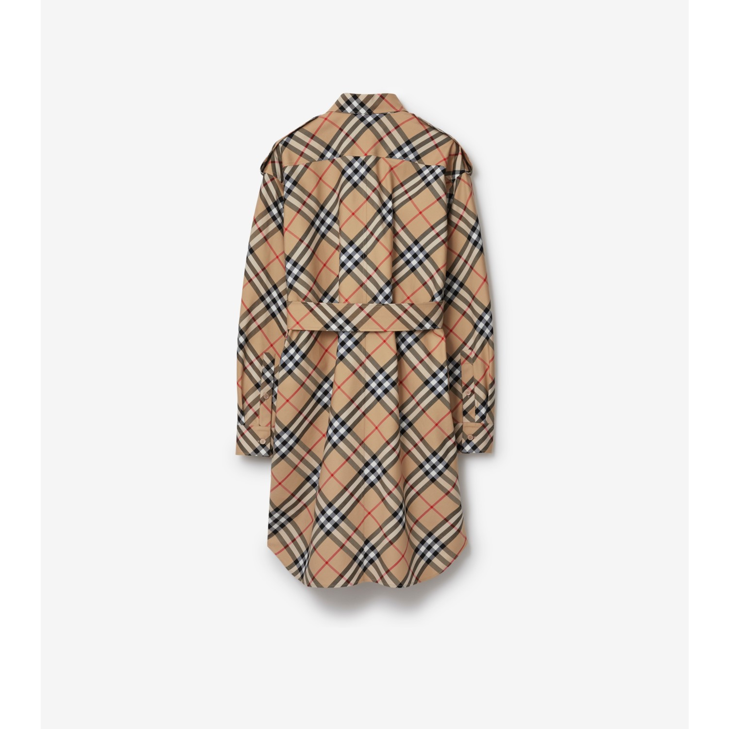 Check Cotton Shirt Dress in Sand - Women | Burberry® Official