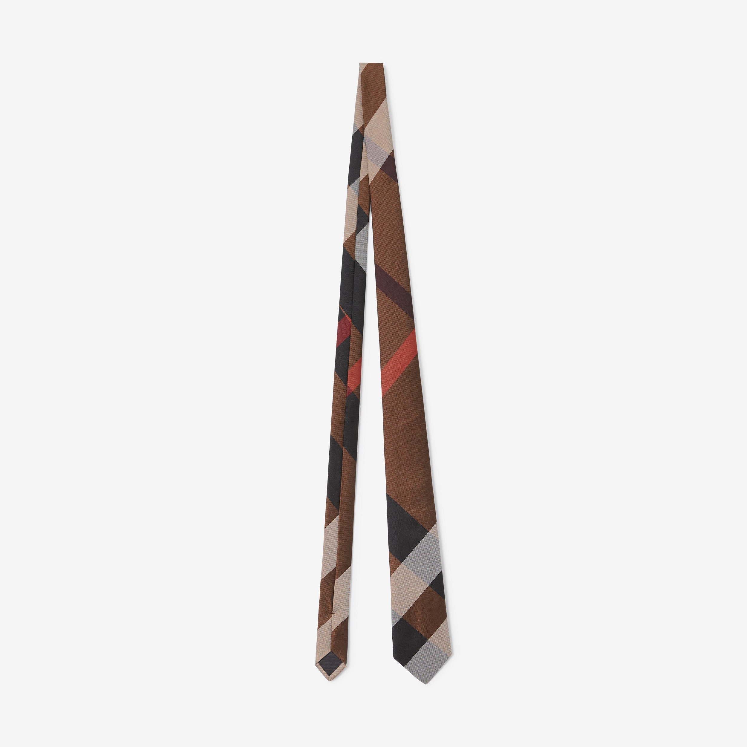 Classic Cut Exaggerated Check Silk Tie in Dark Birch Brown - Men | Burberry® Official - 1