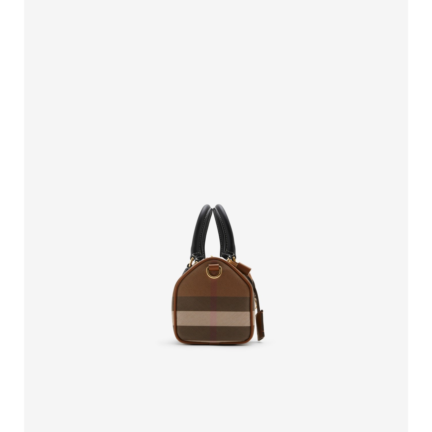 Mini Check Bowling Bag in Dark birch brown Women Burberry Official