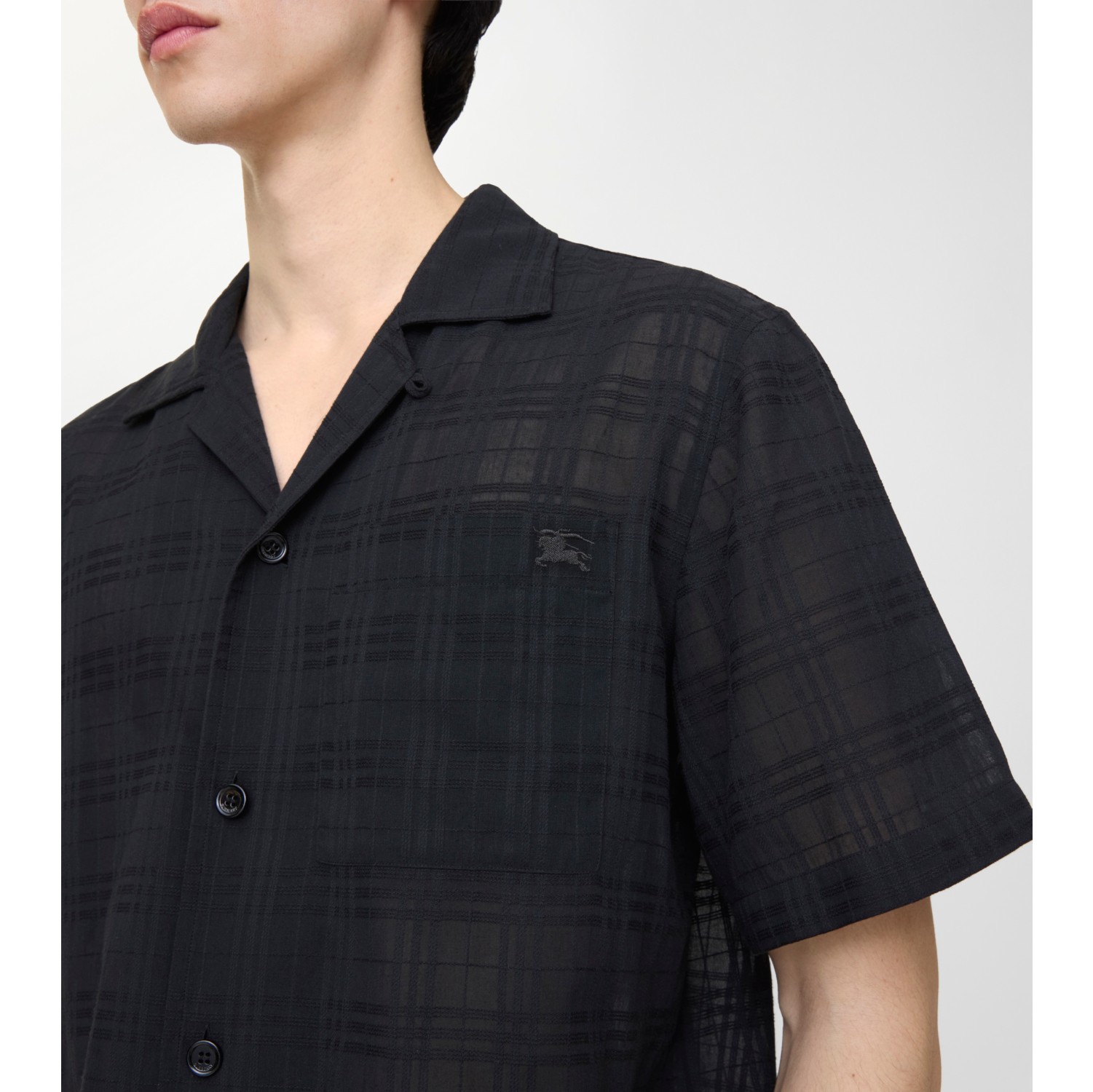 Relaxed Fit Check Cotton Voile Shirt in Black - Men | Burberry® Official