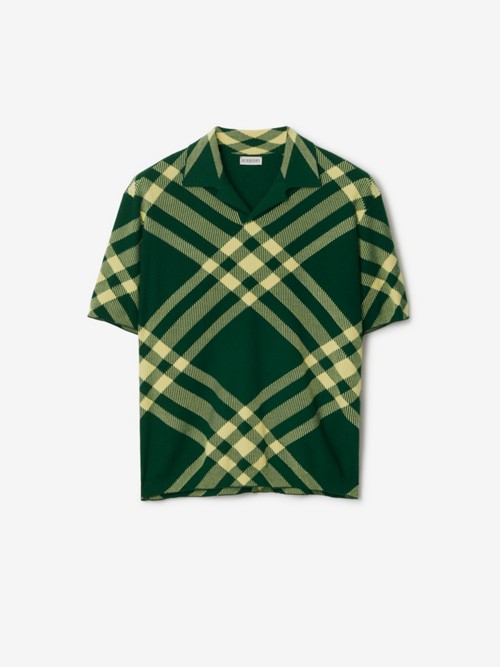 Shop Burberry Check Wool Blend Polo Shirt In Daffodil