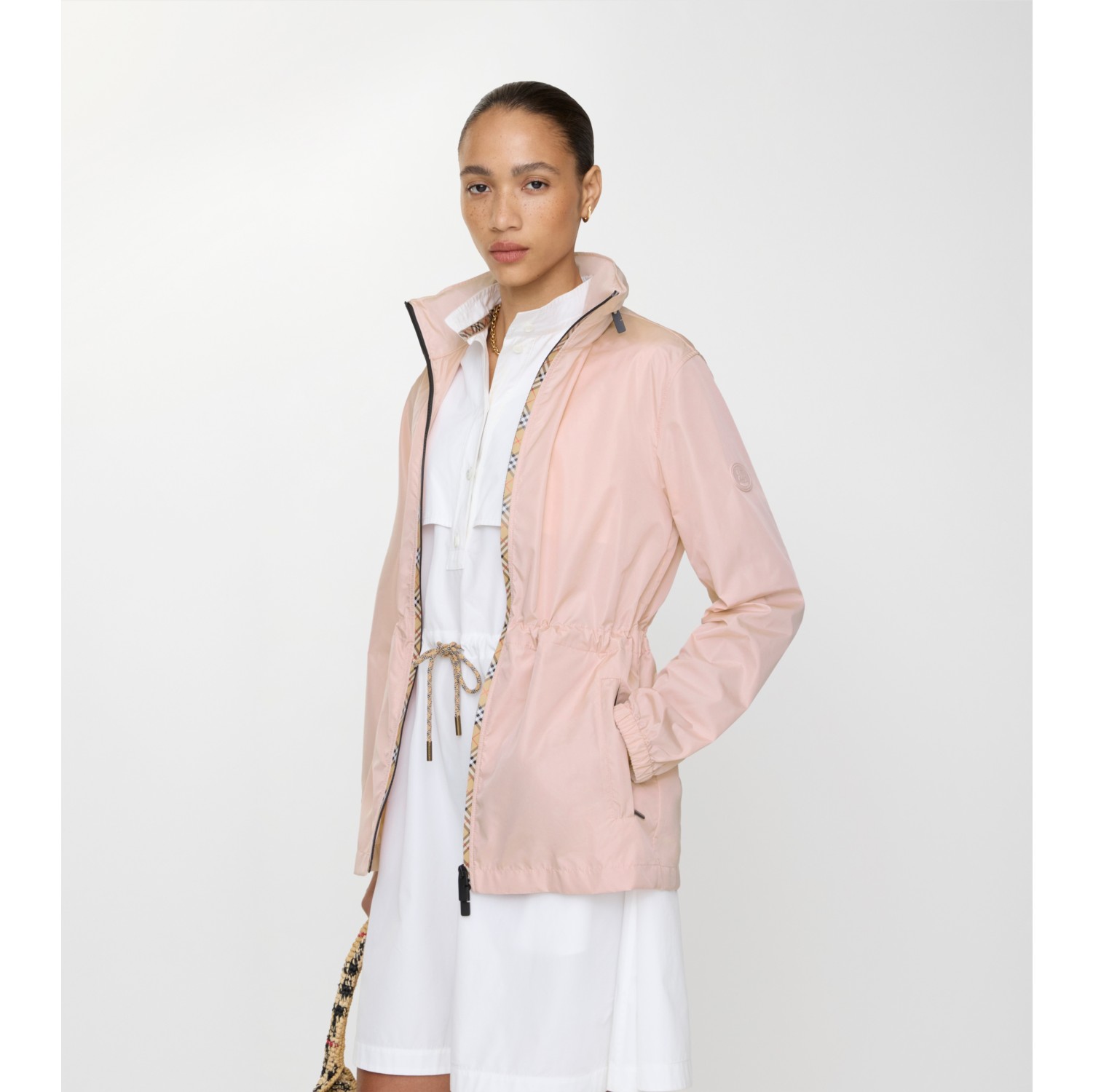 Short Checker-tape Nylon Parka