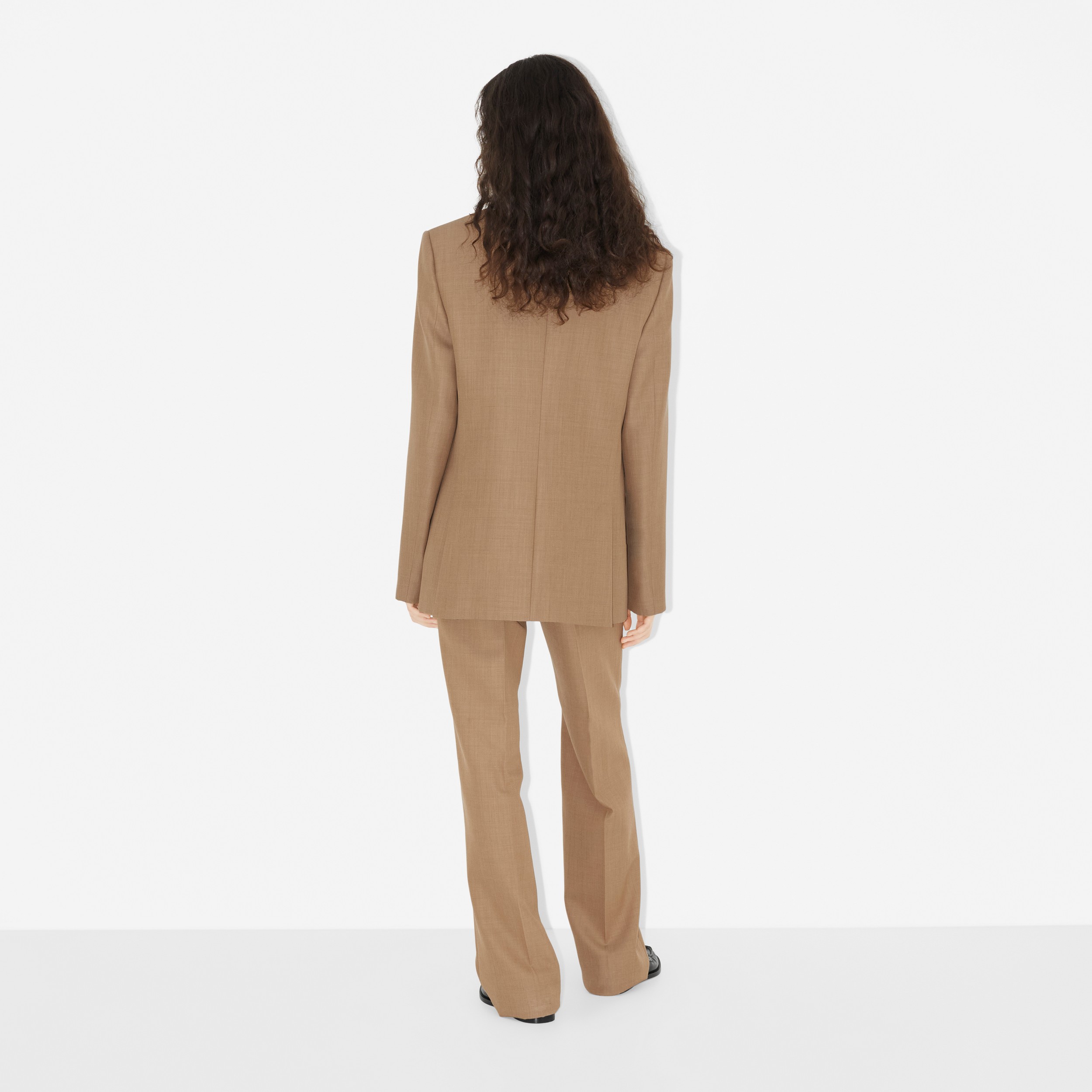 Wool Tailored Jacket in Camel Melange - Women | Burberry® Official - 4