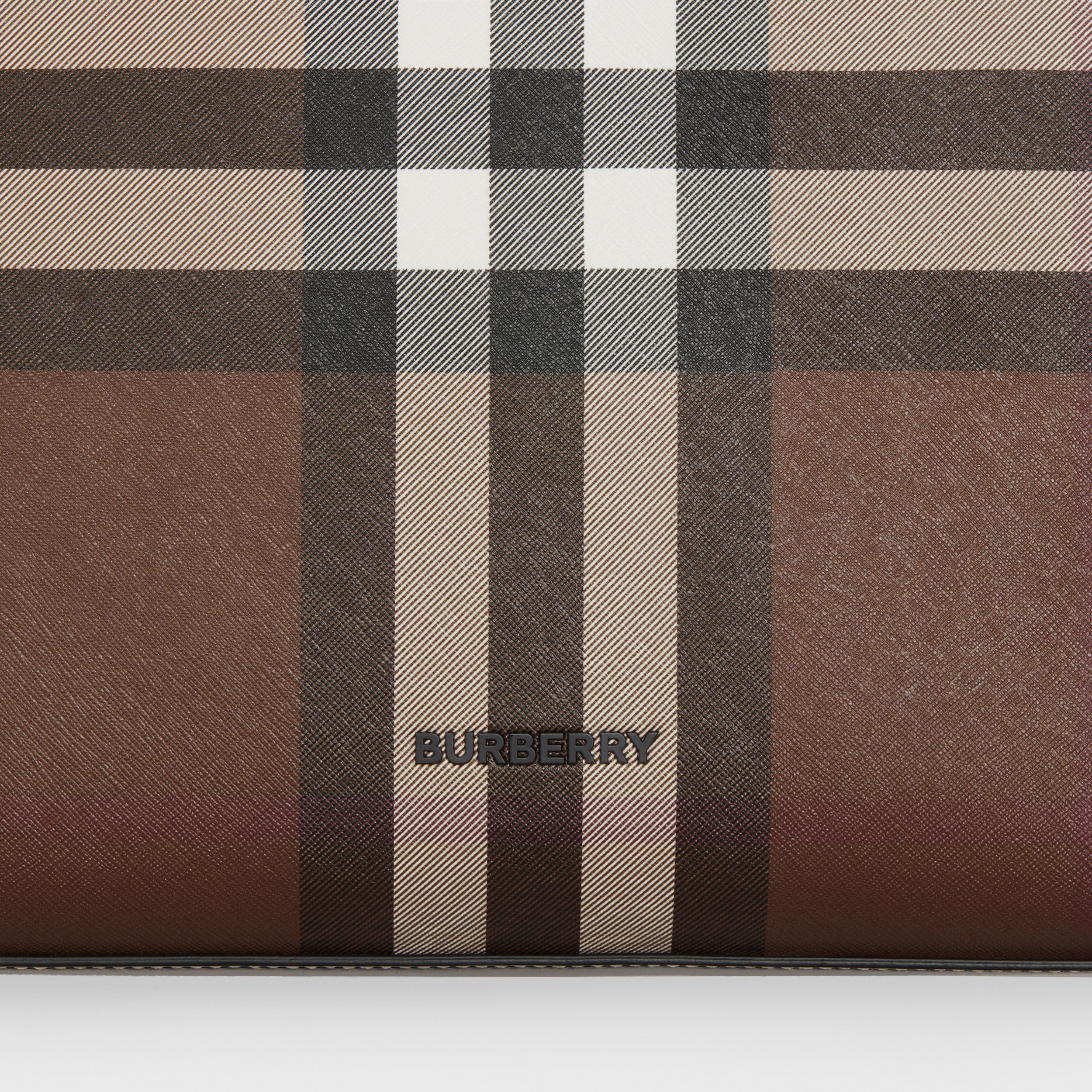 Exaggerated Check and Leather Slim Tote in Dark Birch Brown - Men | Burberry® Official - 2