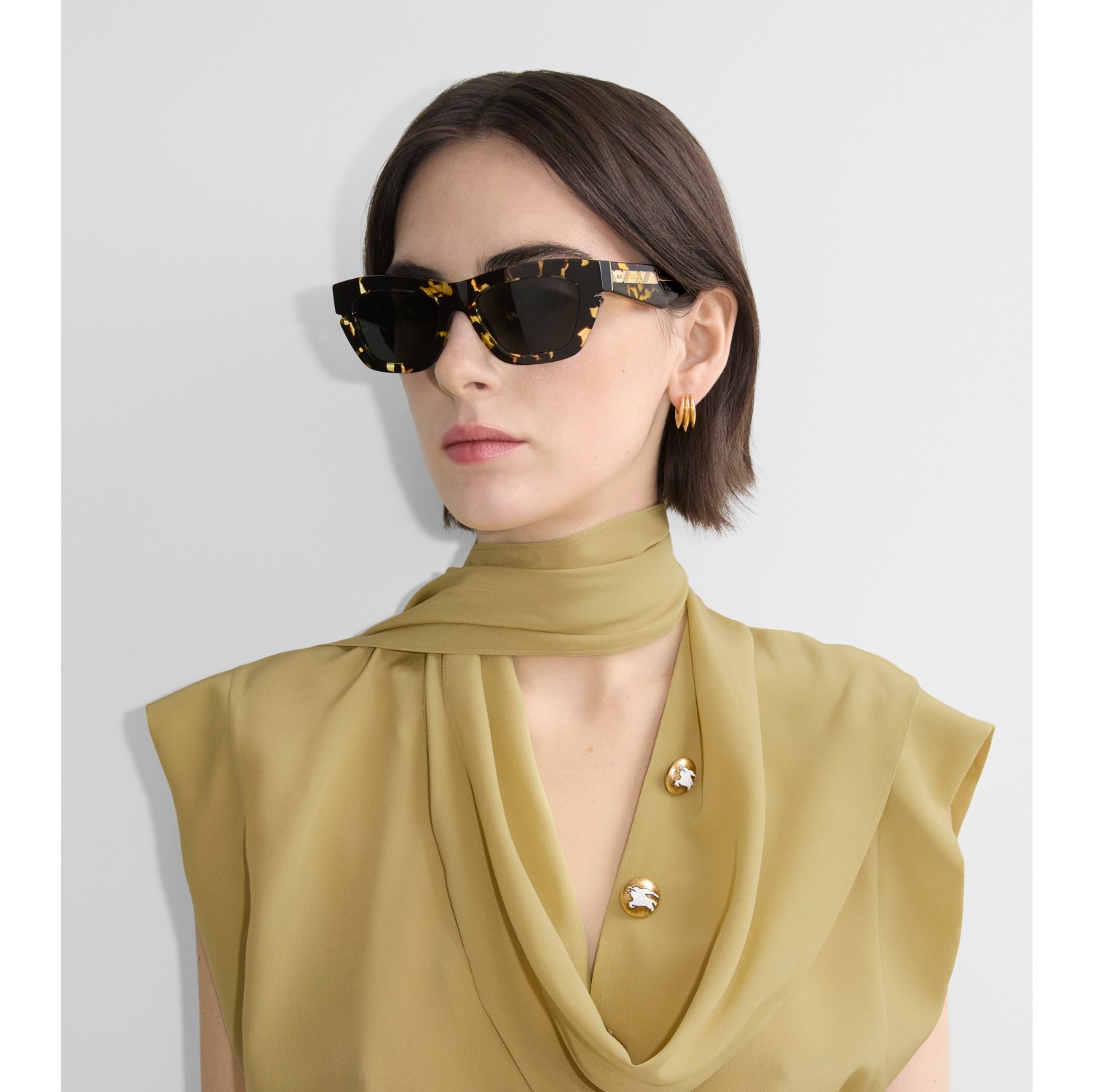 Inlaid Check Cat-eye Sunglasses​
