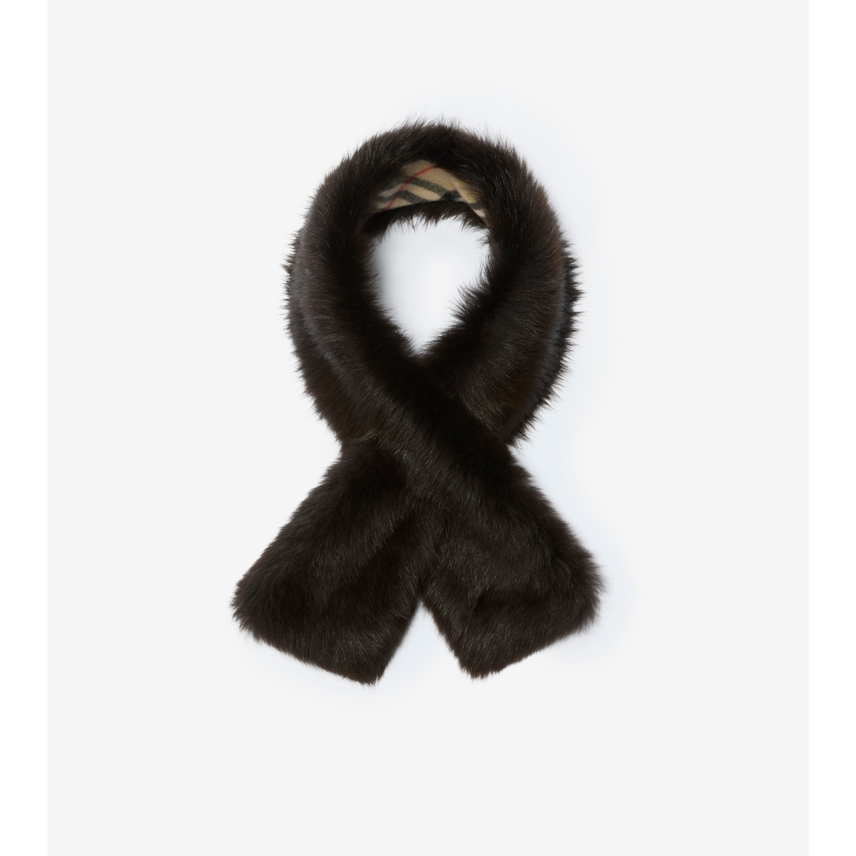  Check Reversible Shearling Scarf