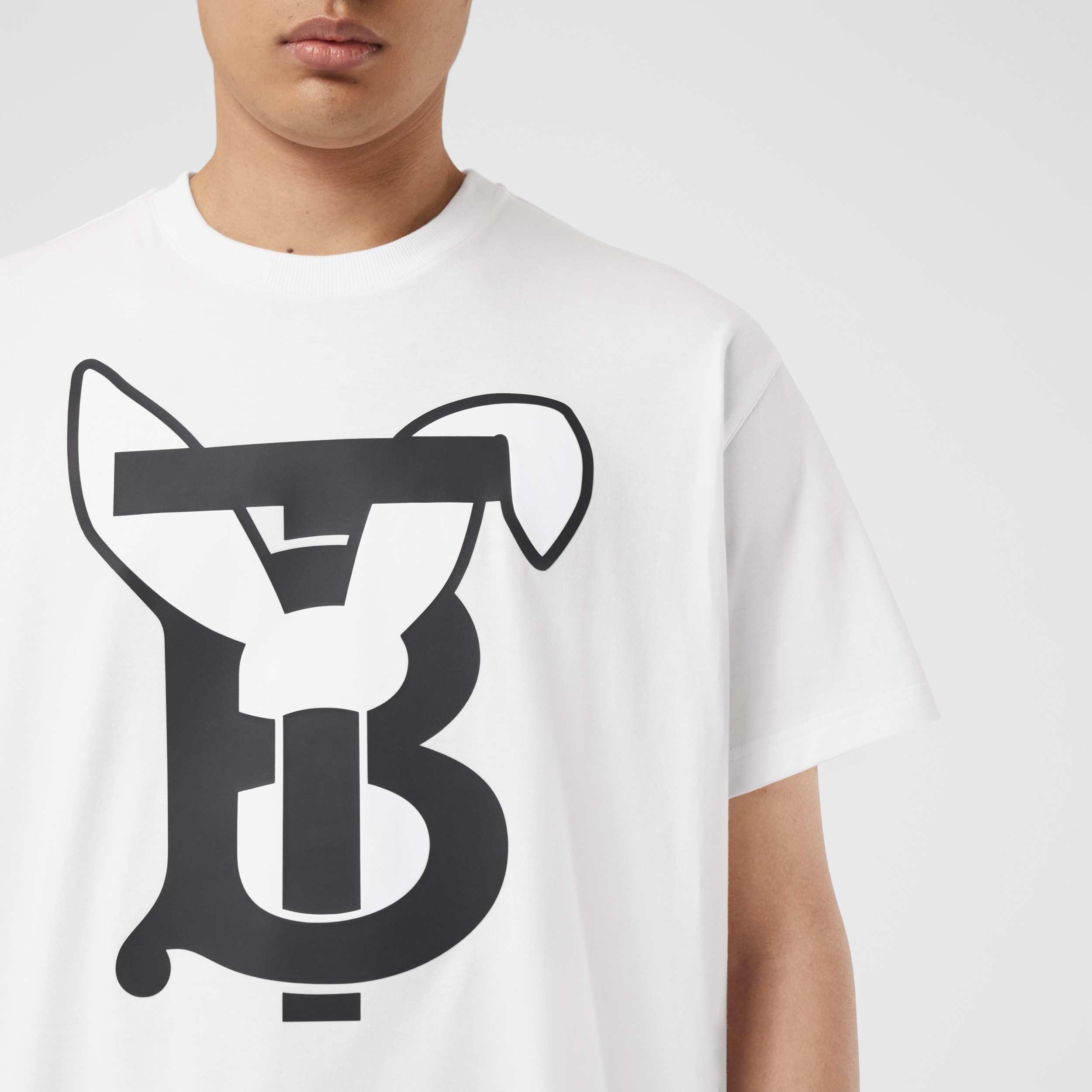 Rabbit Print Cotton T-shirt in White - Men | Burberry® Official