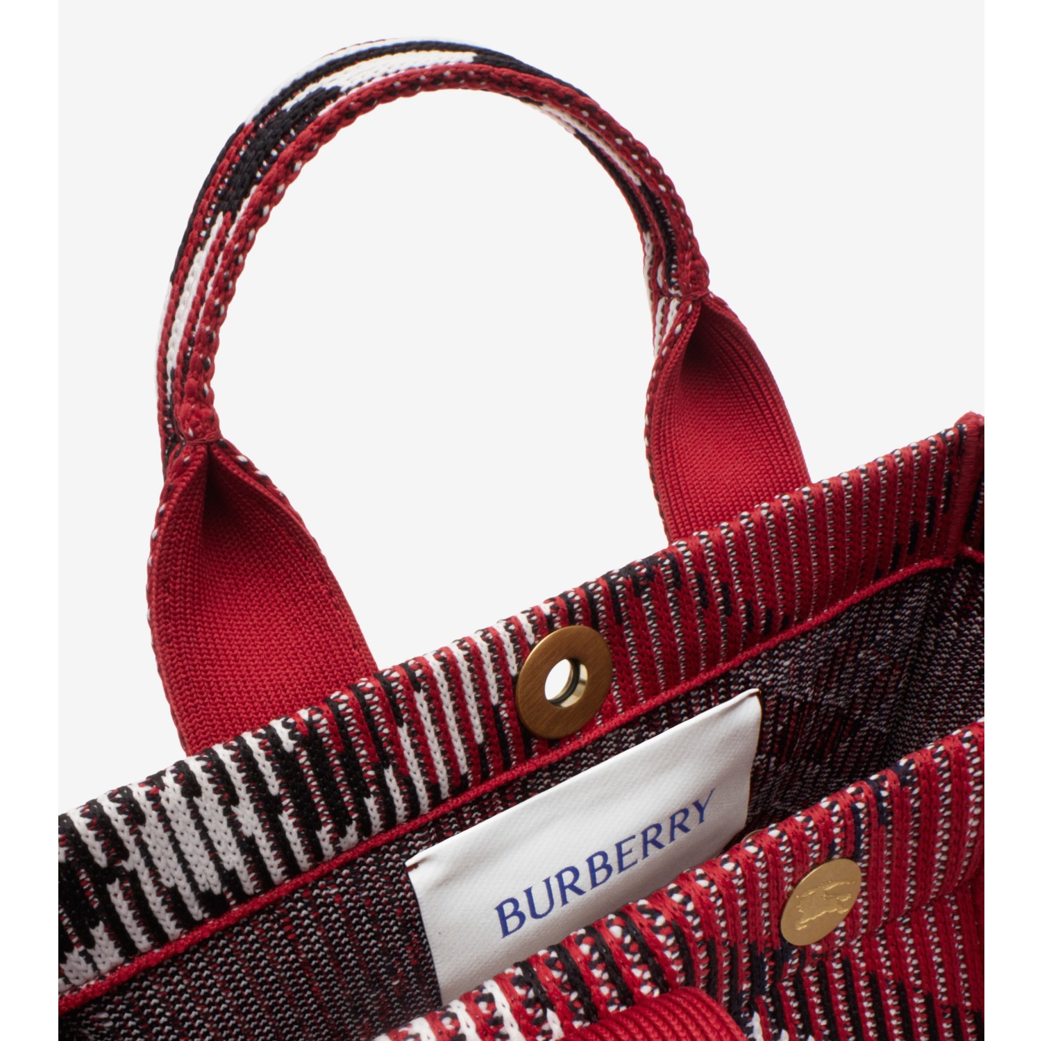 Mini Check Knitted Tote in Scarlet Women Burberry Official