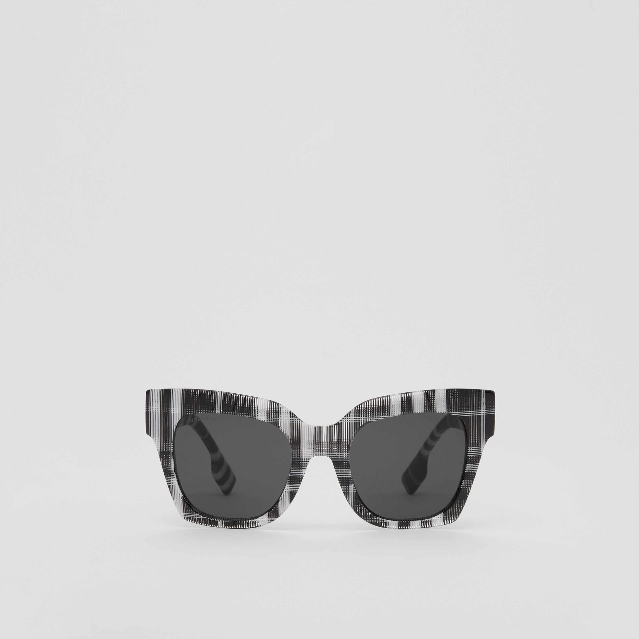 Eckige Sonnenbrille aus Bio-Acetat in Karo-Optik (Schwarz/weiß) - Damen | Burberry® - 1