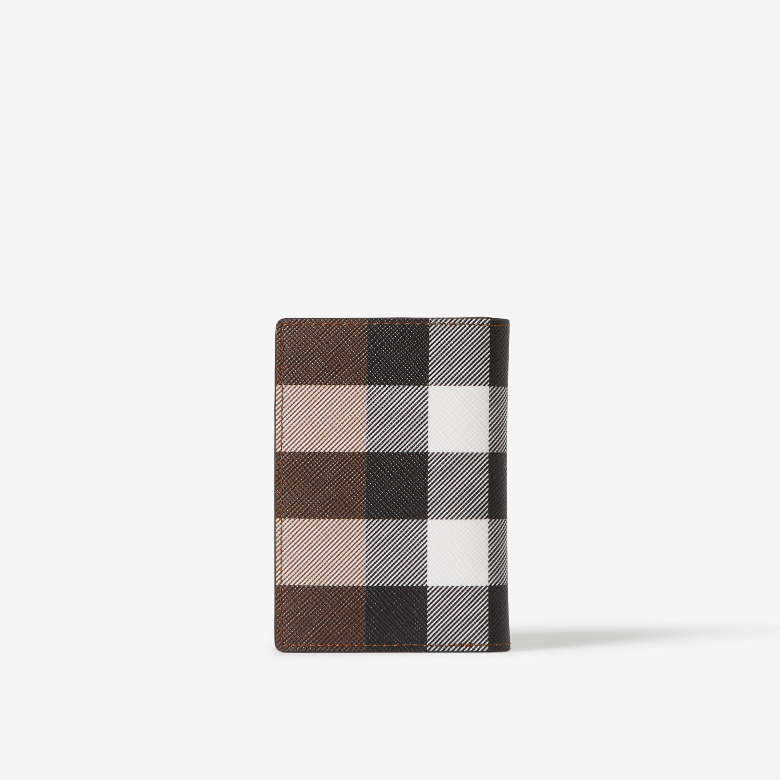 Check and Leather Folding Card Case in Dark Birch Brown | Burberry® Official - 3