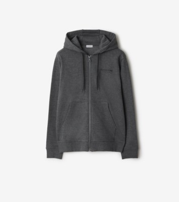Cotton Zip Hoodie in Dark grey melange - Men | Burberry® Official