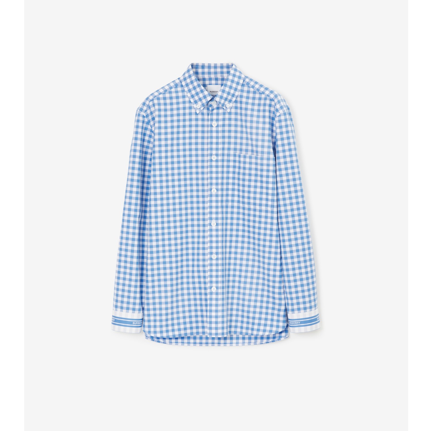 Camisa de algodão com estampa xadrez Gingham (Azure Terroso) - Homens