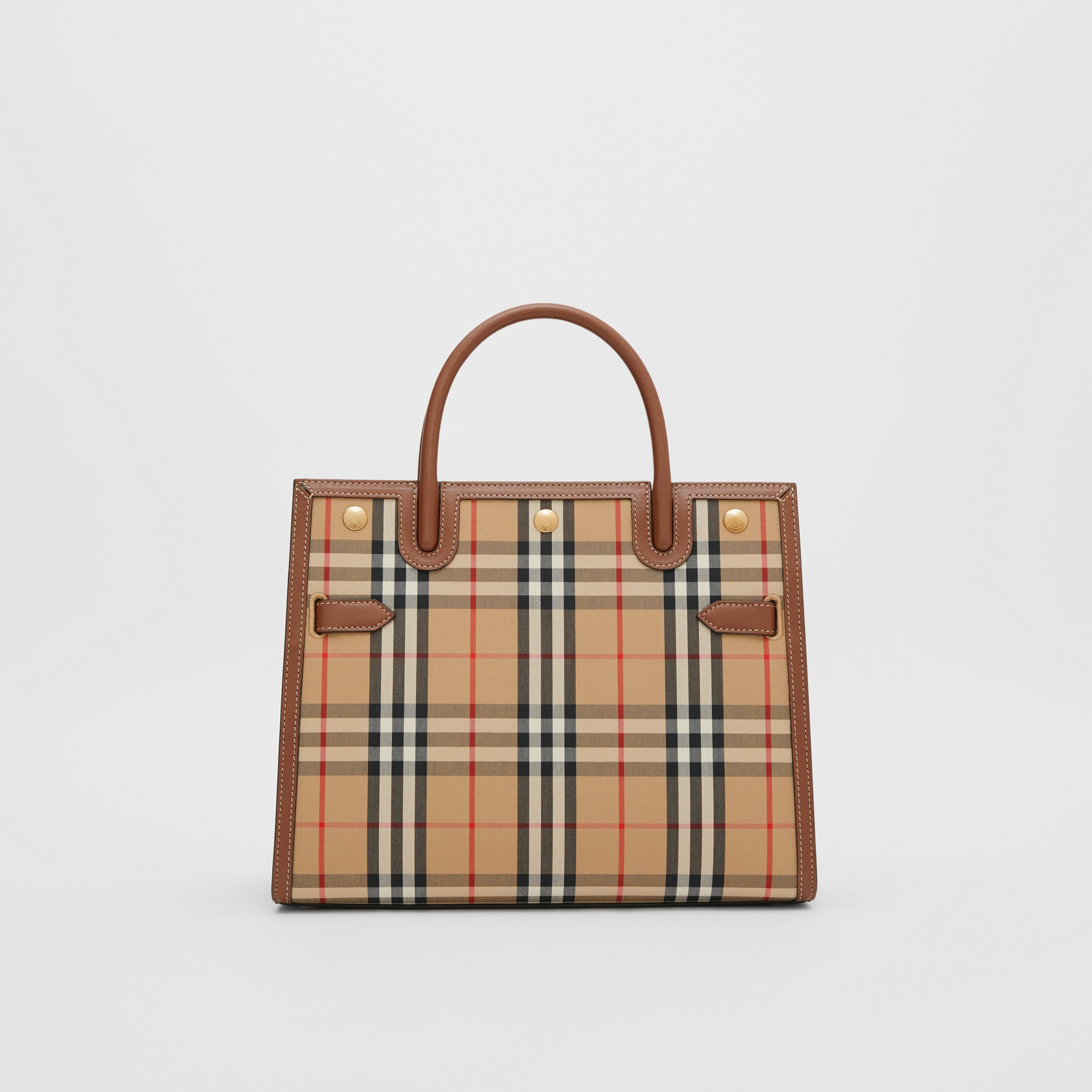 Small Vintage Check Two-handle Title Bag in Archive Beige - Women | Burberry® Official - 1