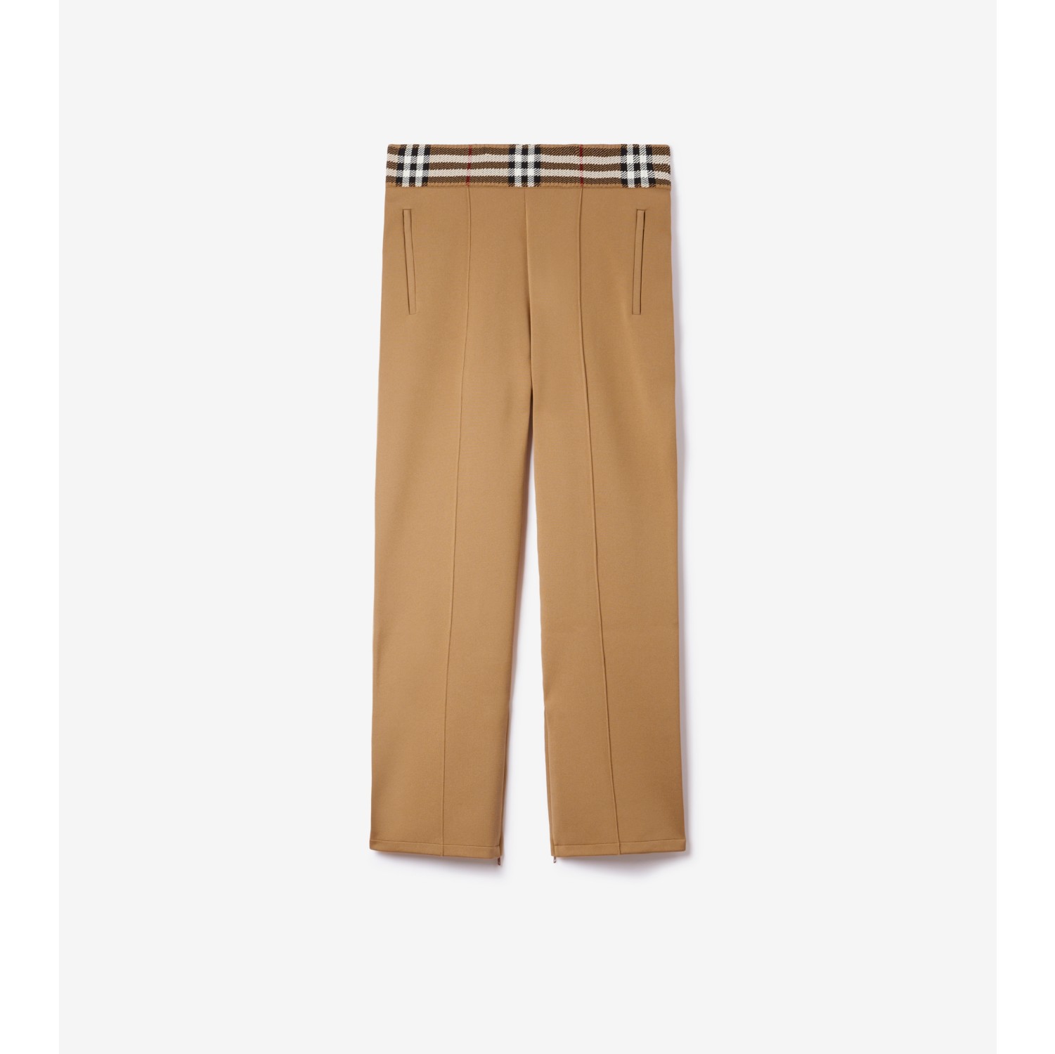 Check Trim Track Pants in Camel Men Burberry Official