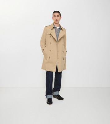 Short Kensington Heritage Trench Coat in Honey beige - Men, Cotton