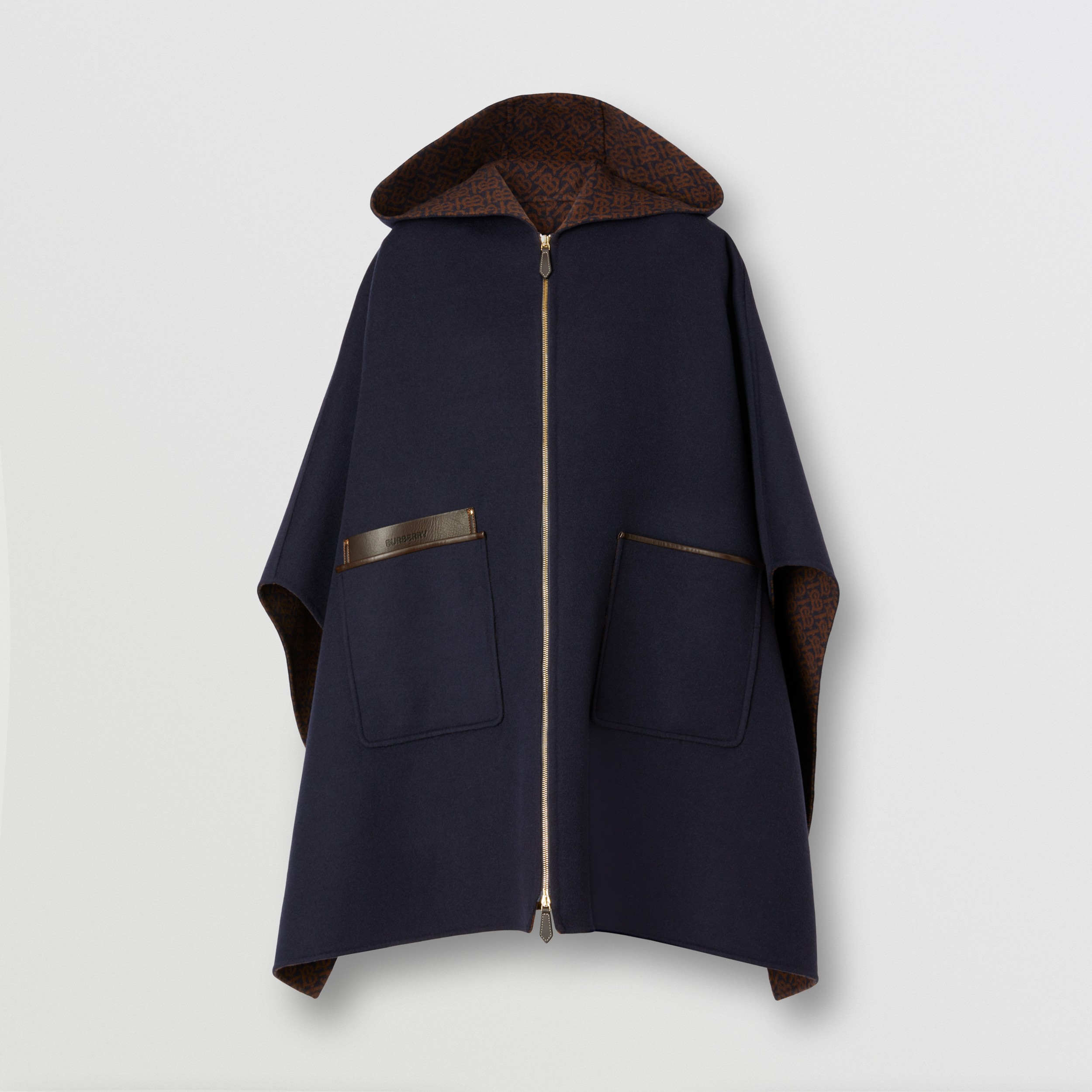 Wool Cashmere Oversized Hooded Cape in Dark Charcoal Blue - Women | Burberry® Official - 4