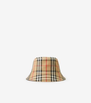 Vintage Check Technical Cotton Bucket Hat in Archive beige - Women 