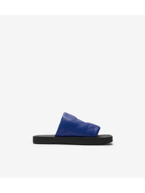 Burberry Leather Slip-on Slides With Edk In Knight