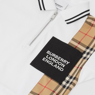 ヴィンテージチェックパネル コットンピケ ポロシャツドレス (ホワイト) | Burberry®公式サイト