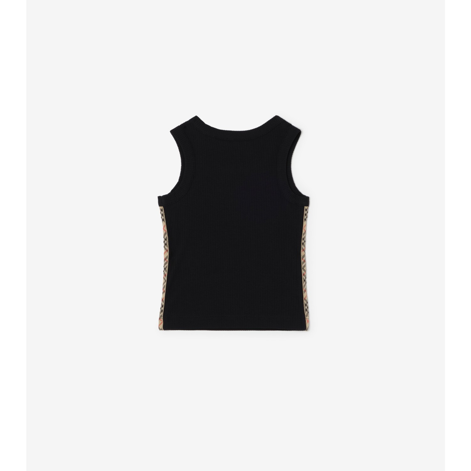 Check Trim Stretch Cotton Vest