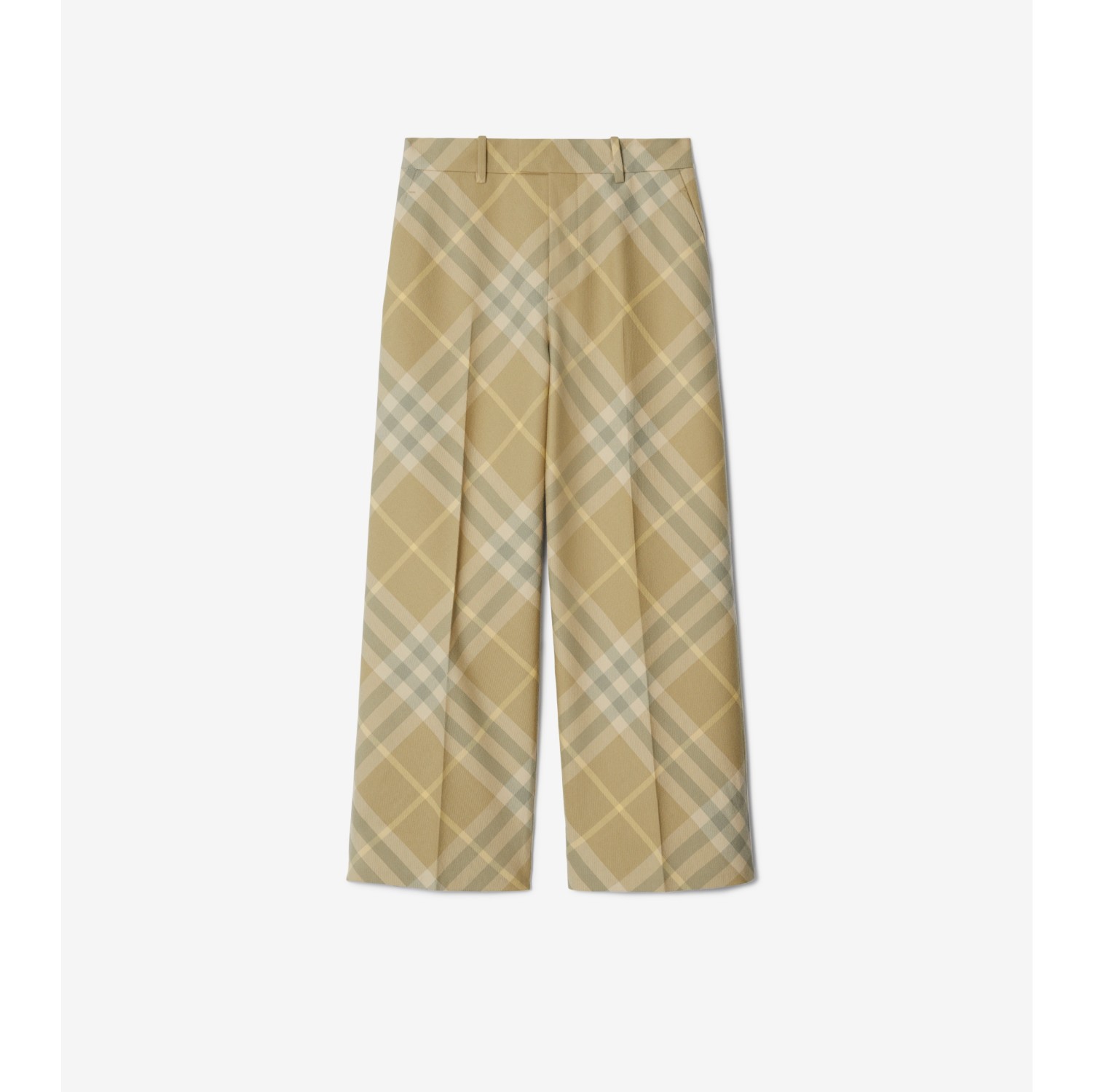 Cropped Check Wool Tailored Trousers