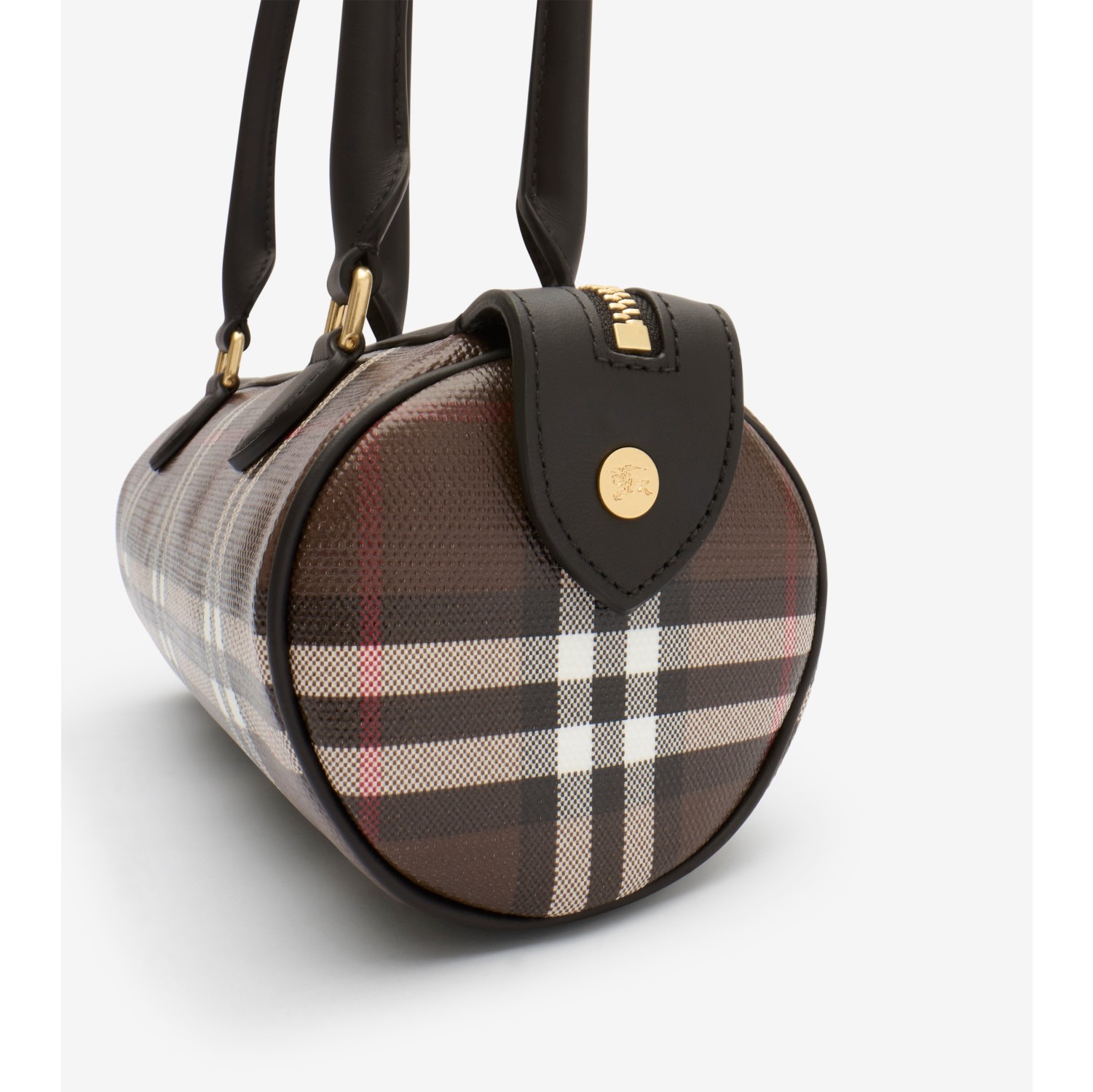 Mini Check Barrel Bag in Chocolate brown - Women | Burberry® Official