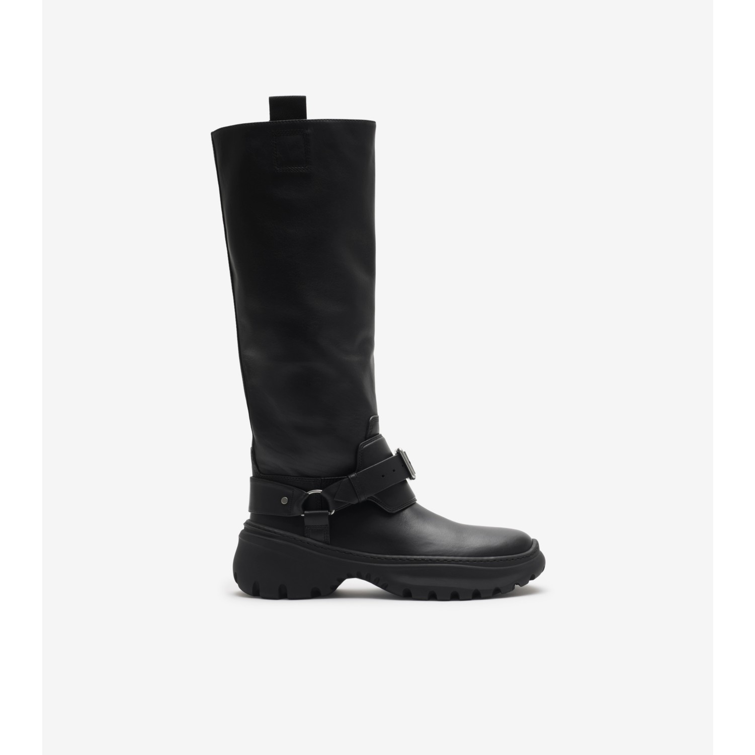 Leather Stomp High Boots in Black Women Burberry Official