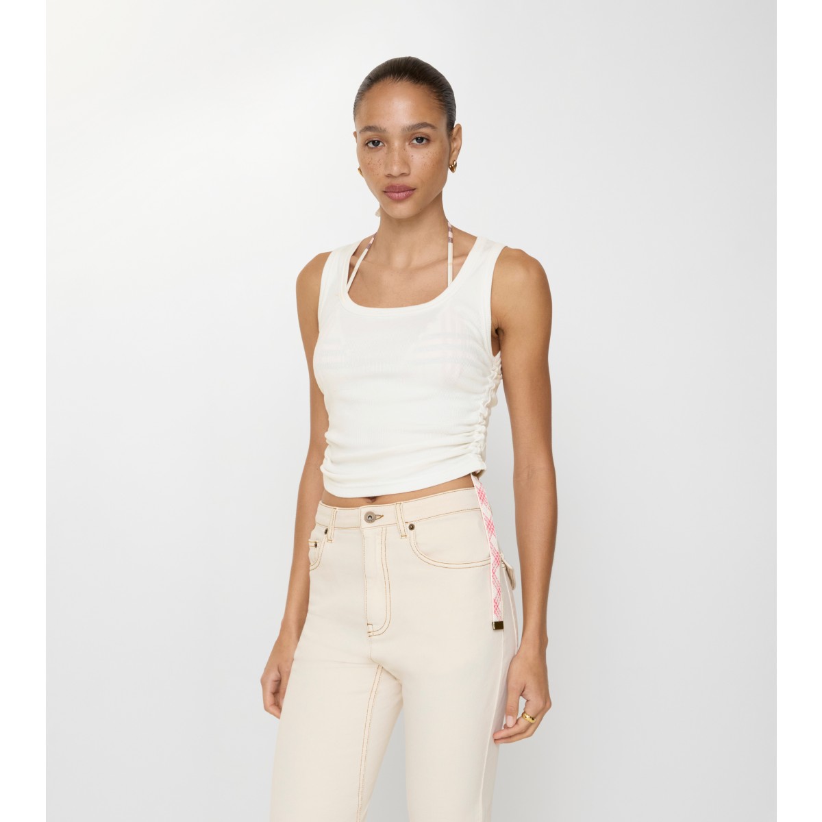  Check Festival Cotton Blend Tank Top