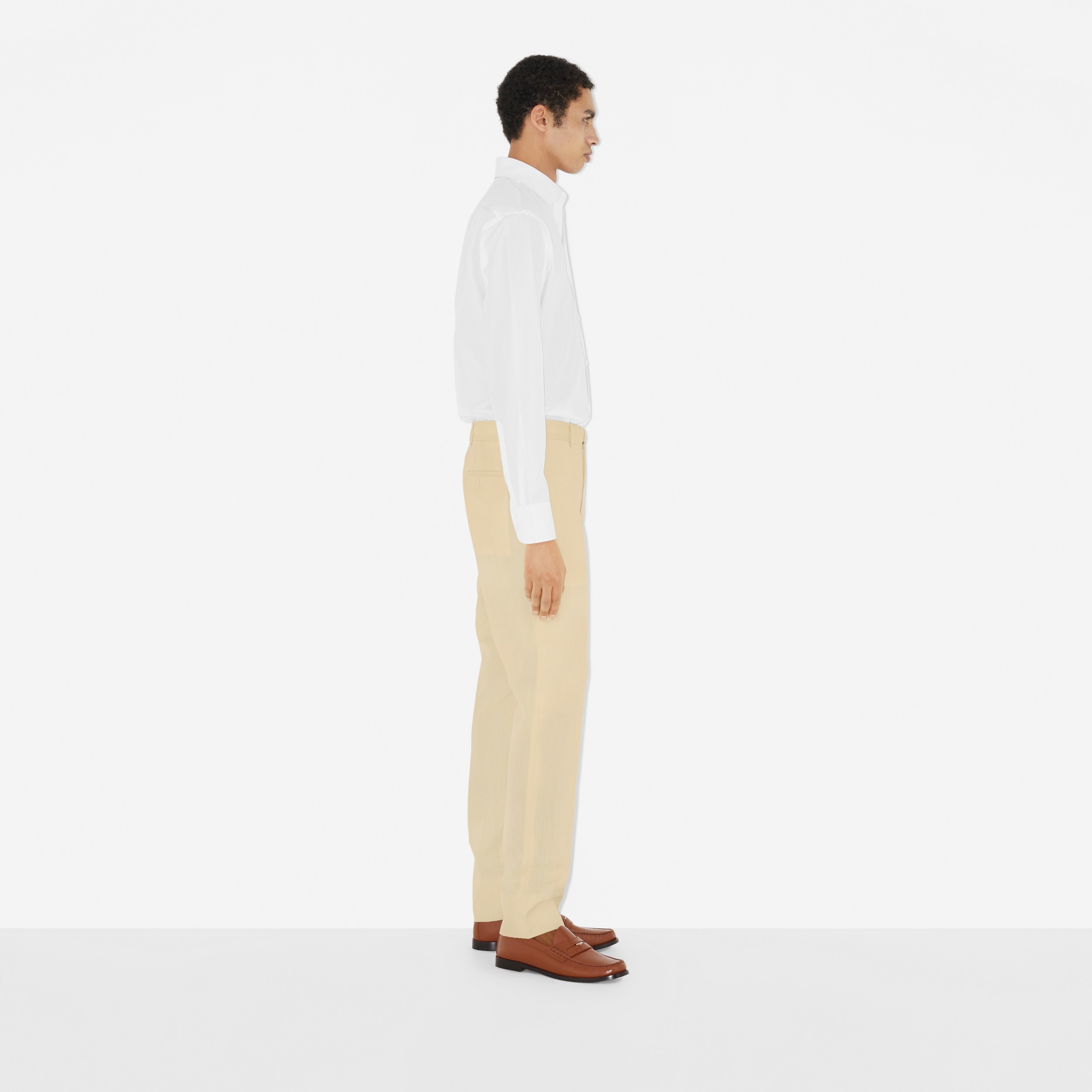 Camicia in cotone con logo ricamato e vestibilità slim (Bianco Ottico) - Uomo | Sito ufficiale Burberry® - 3