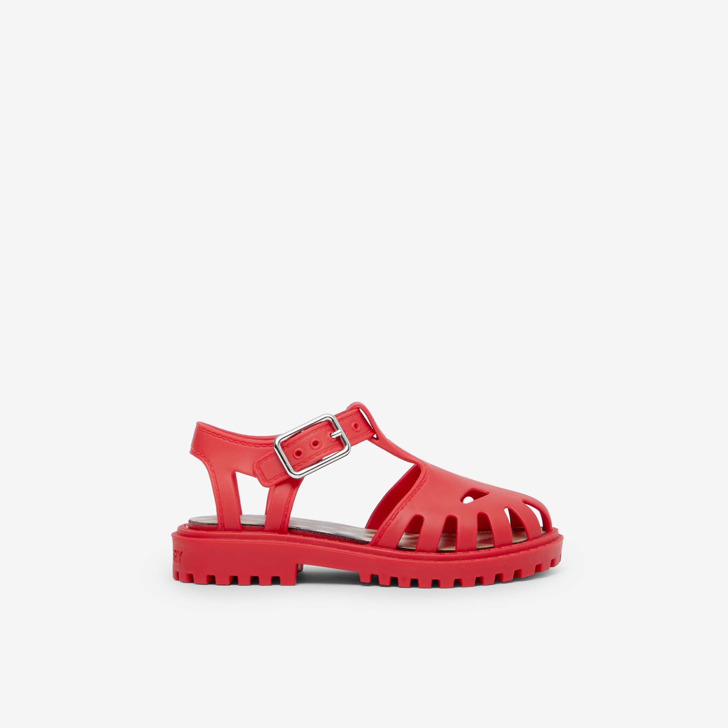Vintage Check-lined Rubber Sandals in Bright Red - Children | Burberry® Official - 1