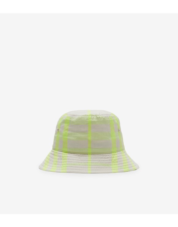 Check Cotton Blend Bucket Hat