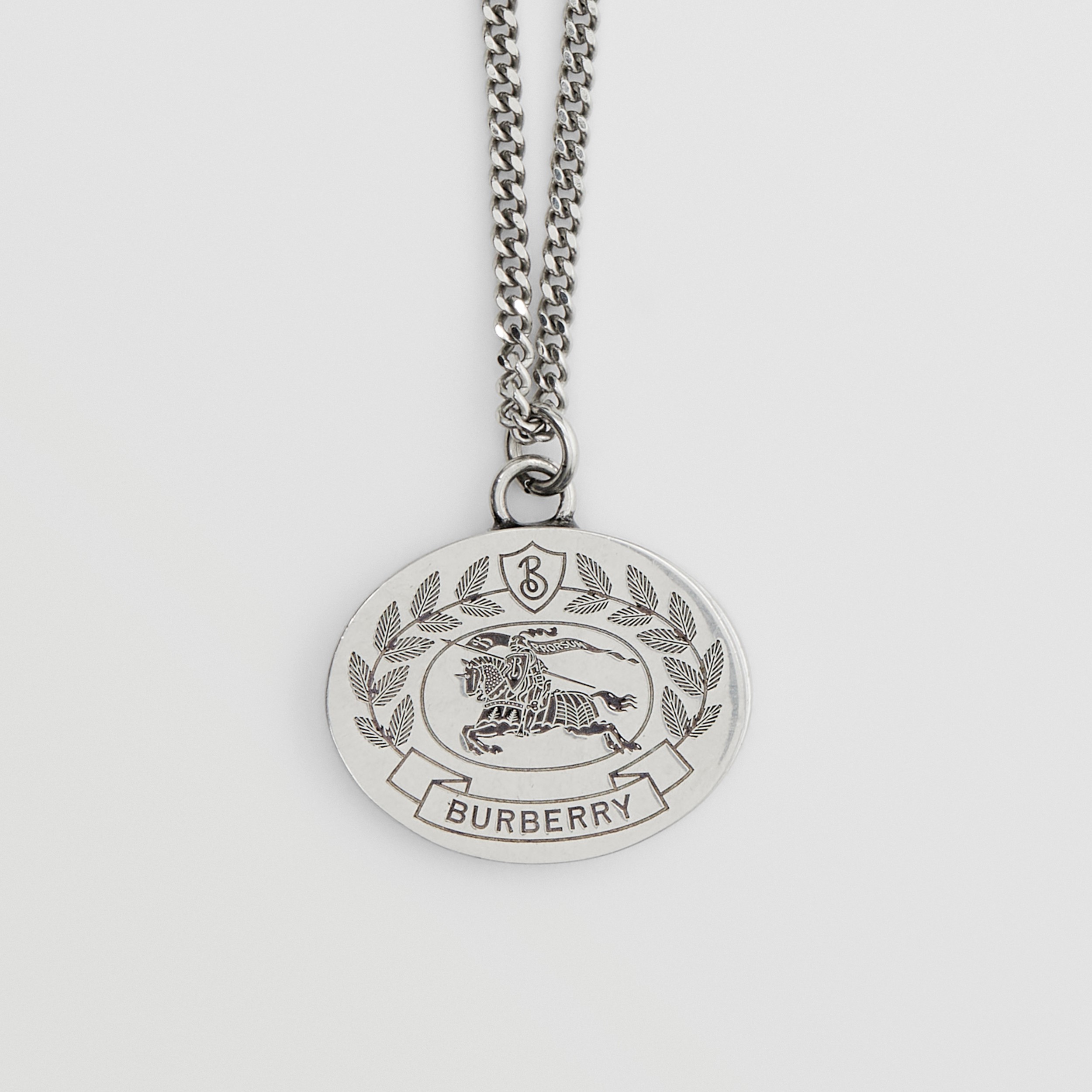 EKD Engraved Palladium-plated Chain-link Necklace in Vintage Steel |  Burberry® Official