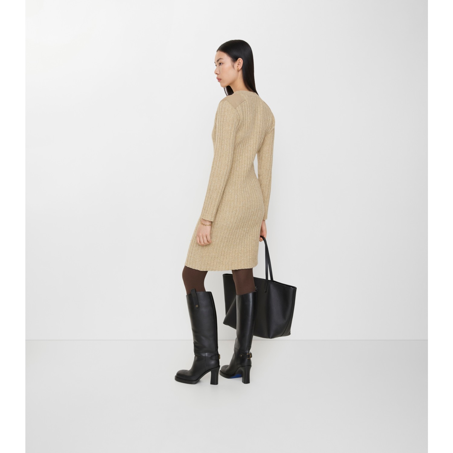 Wool Cashmere Dress in Hamper beige - Women | Burberry Official