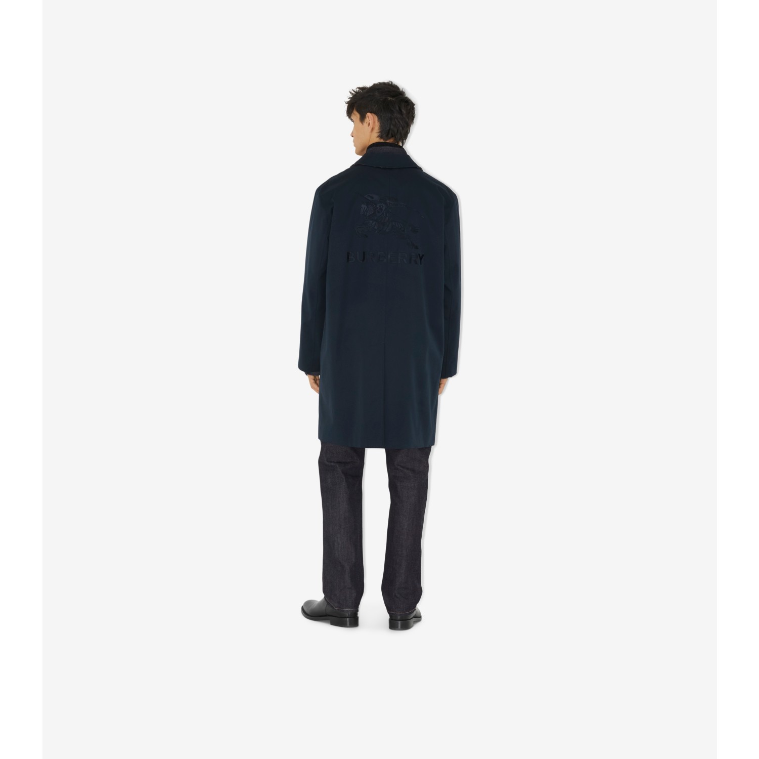 Cotton Gabardine Car Coat in Midnight Blue - Men | Burberry® Official