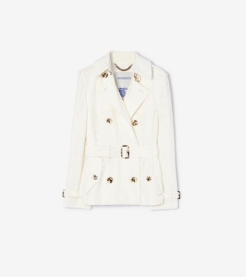 Short Paisley Lace Foxfield Trench Coat in Chalk white - Women | Burberry® Official
