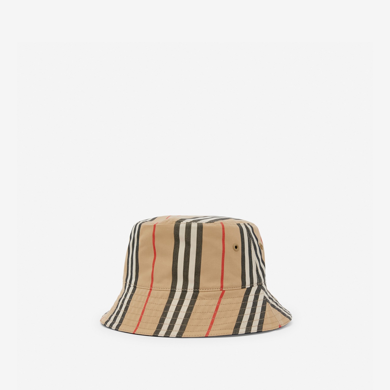 双面两穿标志性条纹棉质渔夫帽 (典藏米色 / 黑色) | Burberry® 博柏利官网