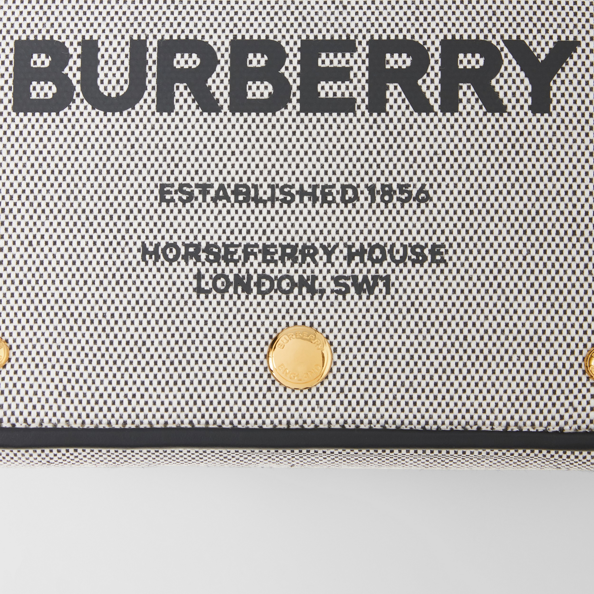 Horseferry Print Cotton Canvas Small Crossbody Bag in Black/tan | Burberry® Official - 2