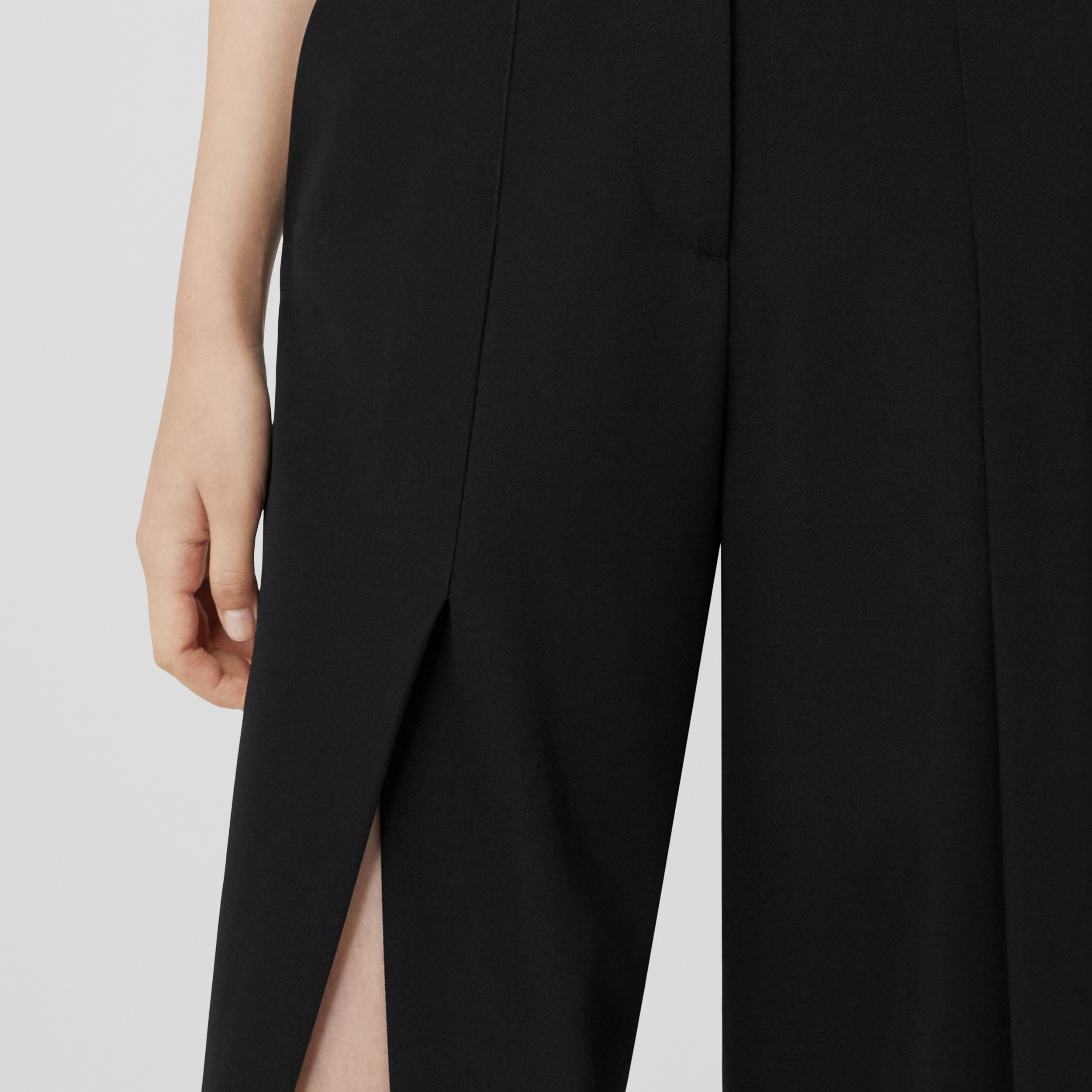 Pantaloni a gamba larga in lana grain de poudre (Nero) - Donna | Sito ufficiale Burberry® - 2