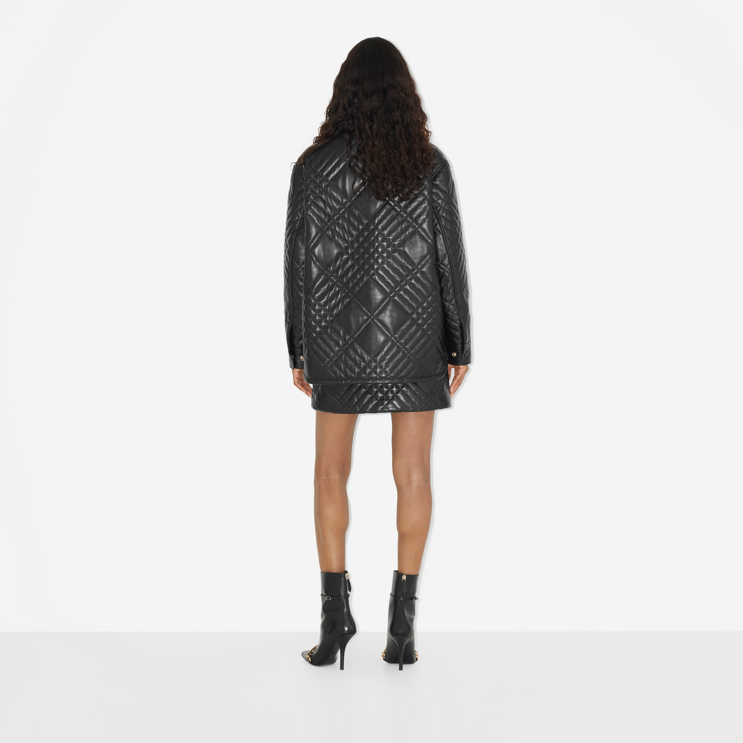 Quilted Leather Mini Skirt in Black - Women | Burberry® Official - 4