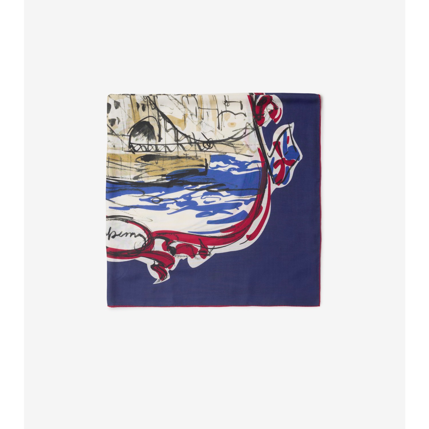 Tower Bridge Cashmere Silk Scarf in Knight | Burberry® Official