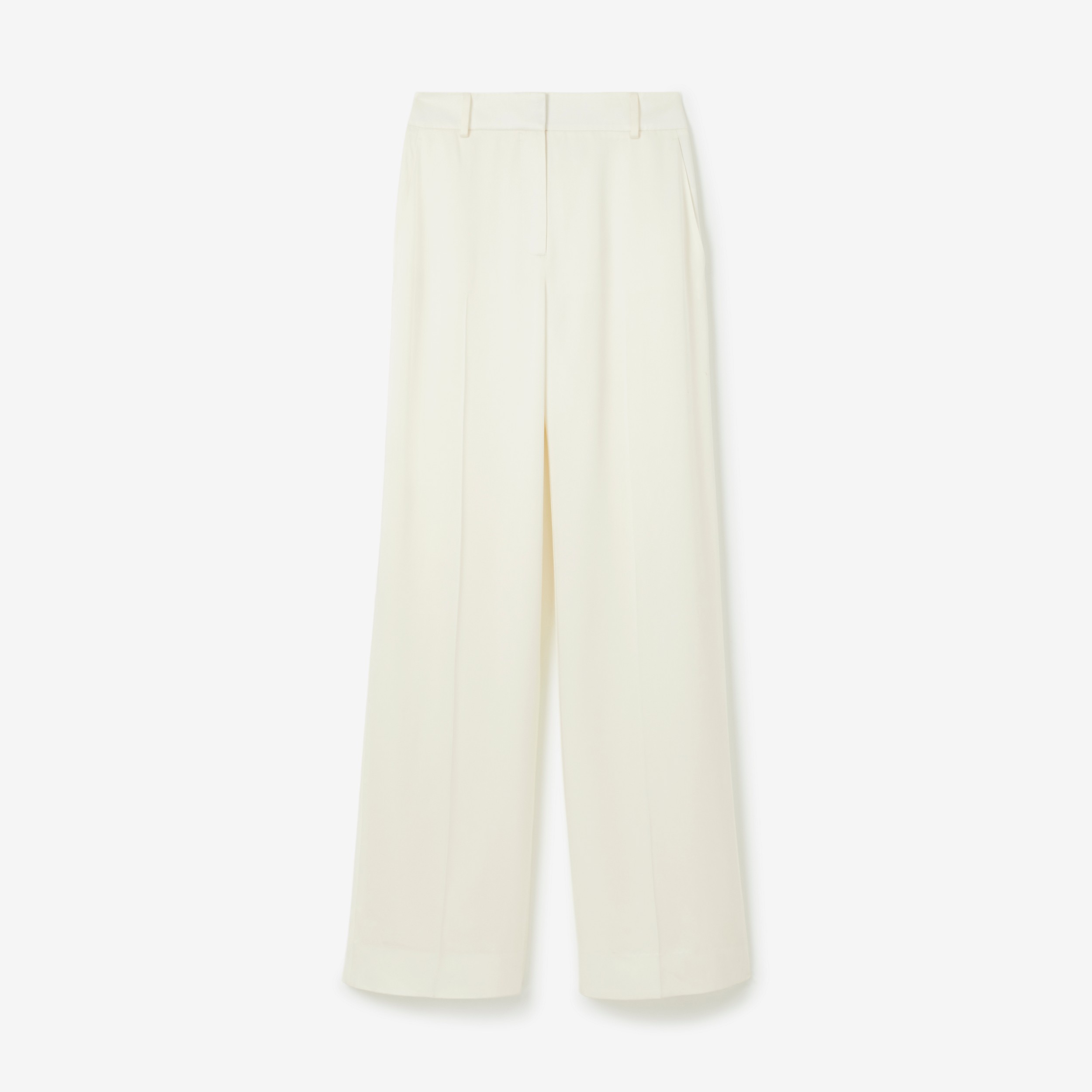Calças estilo pantalona de cetim (Branco Natural) - Mulheres | Burberry® oficial - 1