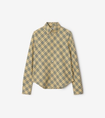 Slim Fit Check Cotton Shirt in Grain - Women | Burberry® Official